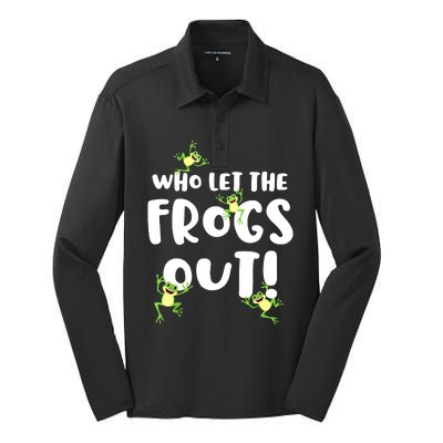 Funny Passover Who Let The Frogs Out Jewish Seder Fami Silk Touch Performance Long Sleeve Polo