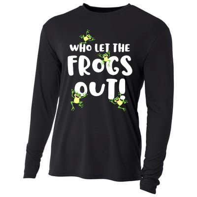 Funny Passover Who Let The Frogs Out Jewish Seder Fami Cooling Performance Long Sleeve Crew