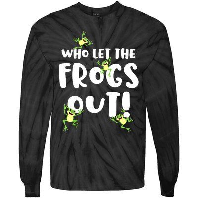 Funny Passover Who Let The Frogs Out Jewish Seder Fami Tie-Dye Long Sleeve Shirt