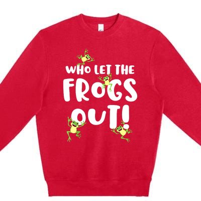 Funny Passover Who Let The Frogs Out Jewish Seder Fami Premium Crewneck Sweatshirt