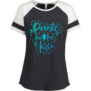 Funny Prosecco Wine Christmas I Prosec Ho Ho Ho Gift Enza Ladies Jersey Colorblock Tee