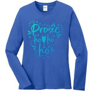 Funny Prosecco Wine Christmas I Prosec Ho Ho Ho Gift Ladies Long Sleeve Shirt