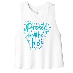 Funny Prosecco Wine Christmas I Prosec Ho Ho Ho Gift Women's Racerback Cropped Tank