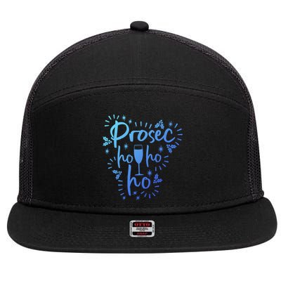 Funny Prosecco Wine Christmas I Prosec Ho Ho Ho Gift 7 Panel Mesh Trucker Snapback Hat