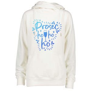 Funny Prosecco Wine Christmas I Prosec Ho Ho Ho Gift Womens Funnel Neck Pullover Hood