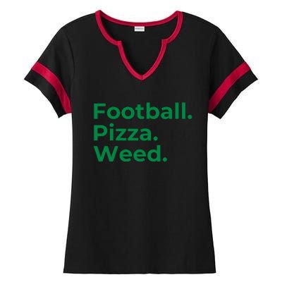 Football Pizza Weed Ladies Halftime Notch Neck Tee