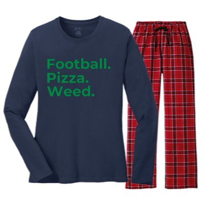 Football Pizza Weed Women's Long Sleeve Flannel Pajama Set 