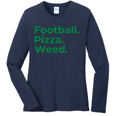 Football Pizza Weed Ladies Long Sleeve Shirt