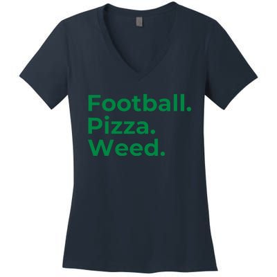 Football Pizza Weed Women's V-Neck T-Shirt