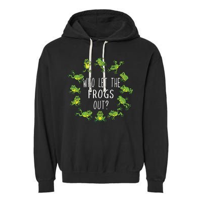 Funny Passover Who Let The Frogs Out Jewish Seder Garment-Dyed Fleece Hoodie