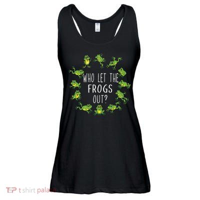 Funny Passover Who Let The Frogs Out Jewish Seder Ladies Essential Flowy Tank