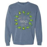 Funny Passover Who Let The Frogs Out Jewish Seder Garment-Dyed Sweatshirt