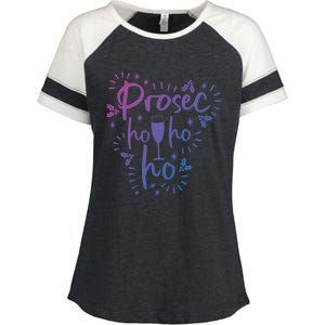 Funny Prosecco Wine Christmas I Prosec Ho Ho Ho Gift Enza Ladies Jersey Colorblock Tee