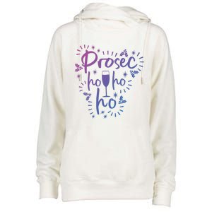 Funny Prosecco Wine Christmas I Prosec Ho Ho Ho Gift Womens Funnel Neck Pullover Hood