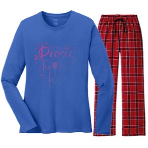 Funny Prosecco Wine Christmas I Prosec Ho Ho Ho Gift Women's Long Sleeve Flannel Pajama Set 