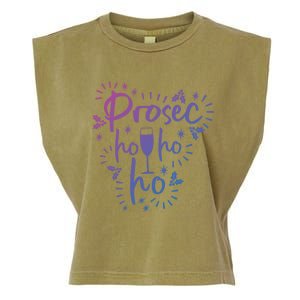 Funny Prosecco Wine Christmas I Prosec Ho Ho Ho Gift Garment-Dyed Women's Muscle Tee