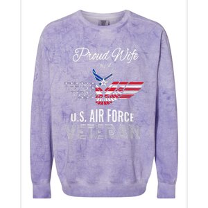 Funny Proud Wife Of Usair Force Veteran Patriotic Military Spouse Colorblast Crewneck Sweatshirt