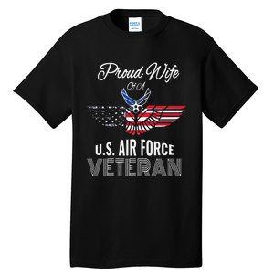 Funny Proud Wife Of Usair Force Veteran Patriotic Military Spouse Tall T-Shirt