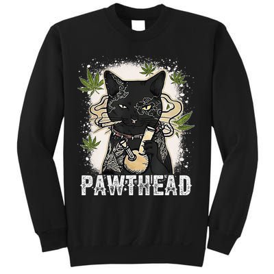 Funny Pawthead Weed Cat Smoking High Cannabis Cat 420 Stoner Sweatshirt