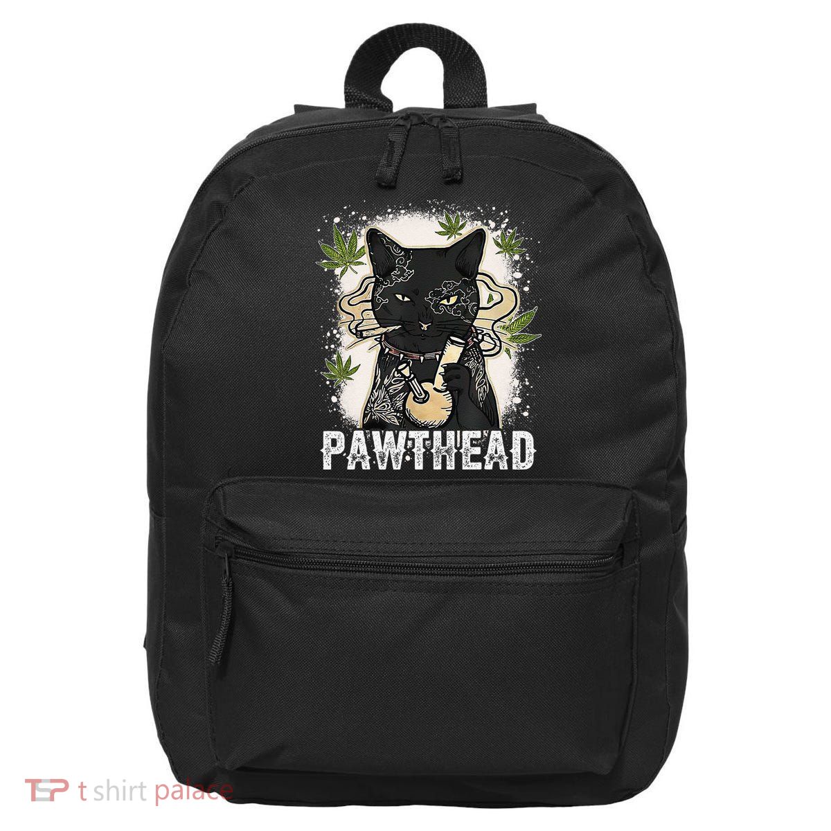 Funny Pawthead Weed Cat Smoking High Cannabis Cat 420 Stoner 16 in Basic Backpack