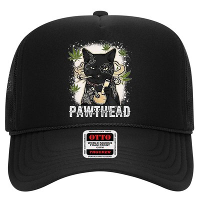 Funny Pawthead Weed Cat Smoking High Cannabis Cat 420 Stoner Trucker Hat