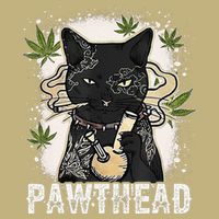 Funny Pawthead Weed Cat Smoking High Cannabis Cat 420 Stoner Cooling Performance Crew T-Shirt