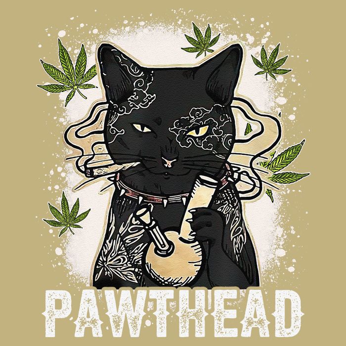 Funny Pawthead Weed Cat Smoking High Cannabis Cat 420 Stoner Cooling Performance Crew T-Shirt