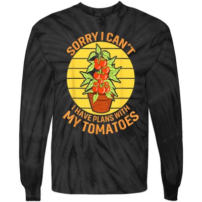 Funny Plan With Tomato Veggie Pun Tomatoes Vegetable Humor Tie-Dye Long Sleeve Shirt