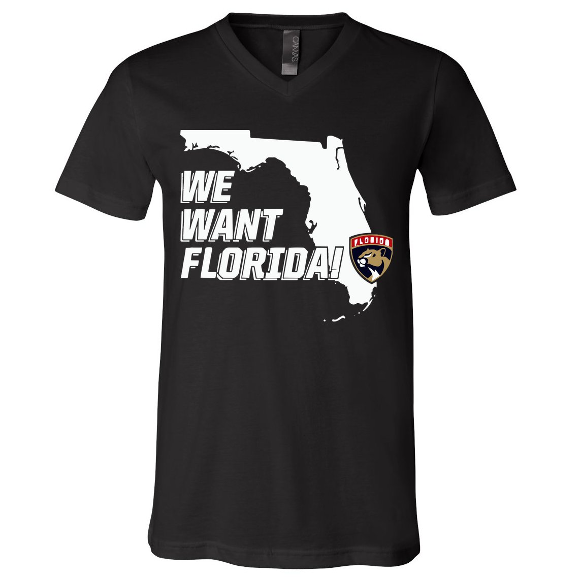 Florida Panther We Want Florida V-Neck T-Shirt