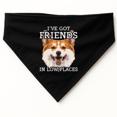 Funny Pembroke Welsh Corgi I've Got Friends In Low Places Cute Gift USA-Made Doggie Bandana