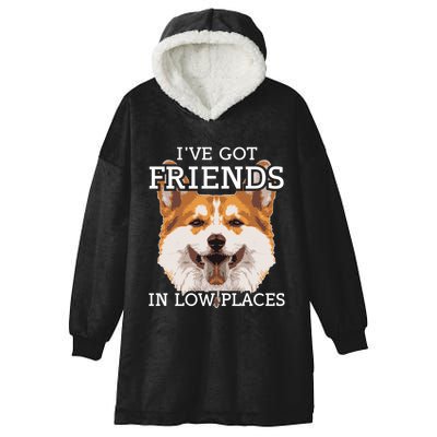 Funny Pembroke Welsh Corgi I've Got Friends In Low Places Cute Gift Hooded Wearable Blanket