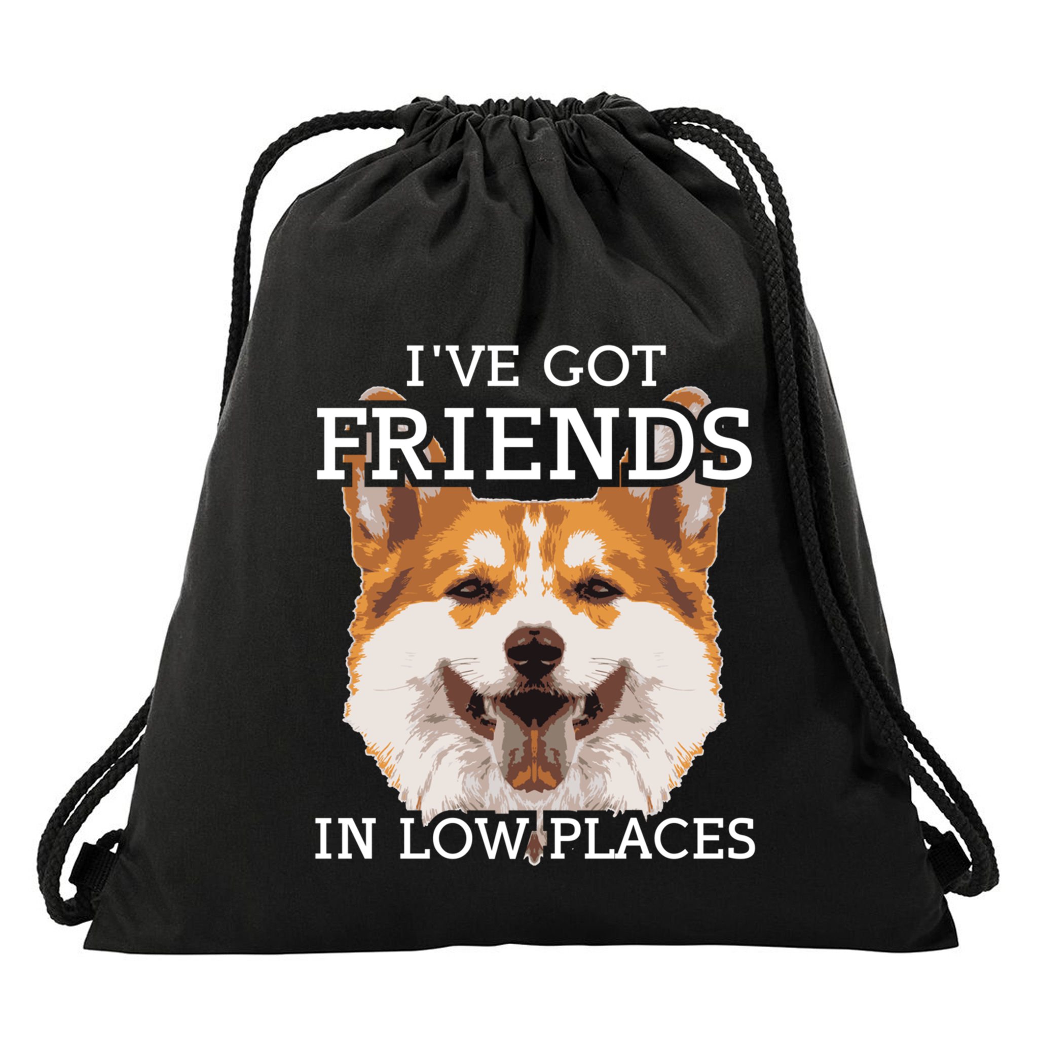 Funny Pembroke Welsh Corgi I've Got Friends In Low Places Cute Gift Drawstring Bag