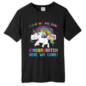 Funny PreK We Are Done Kindergarten Here We Come Unicorn Gift Tall Fusion ChromaSoft Performance T-Shirt