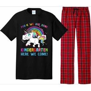 Funny PreK We Are Done Kindergarten Here We Come Unicorn Gift Pajama Set