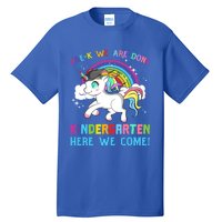 Funny PreK We Are Done Kindergarten Here We Come Unicorn Gift Tall T-Shirt