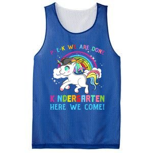 Funny PreK We Are Done Kindergarten Here We Come Unicorn Gift Mesh Reversible Basketball Jersey Tank