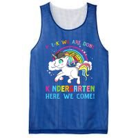 Funny PreK We Are Done Kindergarten Here We Come Unicorn Gift Mesh Reversible Basketball Jersey Tank