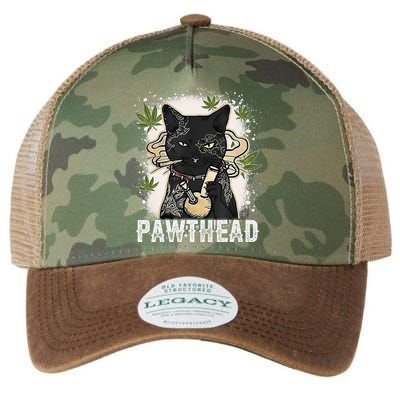 Funny Pawthead Weed Cat Smoking High Cannabis Cat 420 Stoner Legacy Tie Dye Trucker Hat