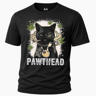 Funny Pawthead Weed Cat Smoking High Cannabis Cat 420 Stoner Performance Shirt
