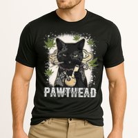 Funny Pawthead Weed Cat Smoking High Cannabis Cat 420 Stoner Cooling Performance Crew T-Shirt