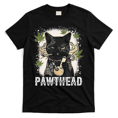 Funny Pawthead Weed Cat Smoking High Cannabis Cat 420 Stoner T-Shirt