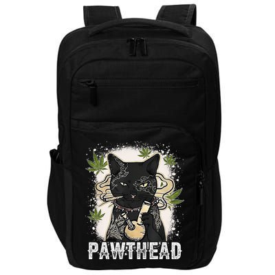 Funny Pawthead Weed Cat Smoking High Cannabis Cat 420 Stoner Impact Tech Backpack