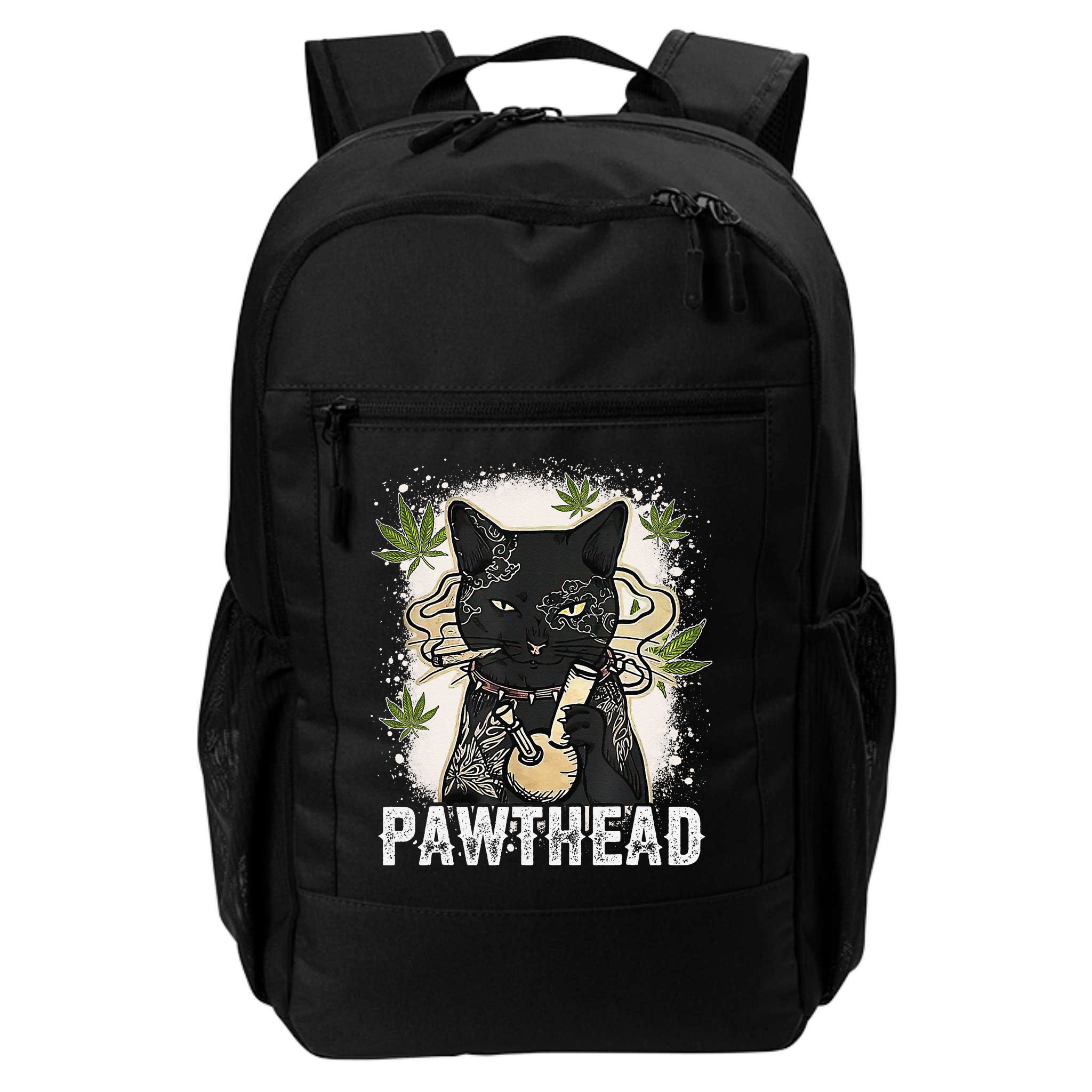 Funny Pawthead Weed Cat Smoking High Cannabis Cat 420 Stoner Backpack