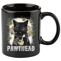 Funny Pawthead Weed Cat Smoking High Cannabis Cat 420 Stoner 11oz C Handle Ceramic Mug