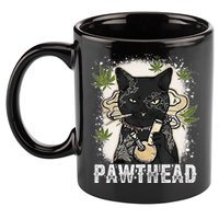 Funny Pawthead Weed Cat Smoking High Cannabis Cat 420 Stoner 11oz C Handle Ceramic Mug