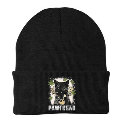Funny Pawthead Weed Cat Smoking High Cannabis Cat 420 Stoner Beanie