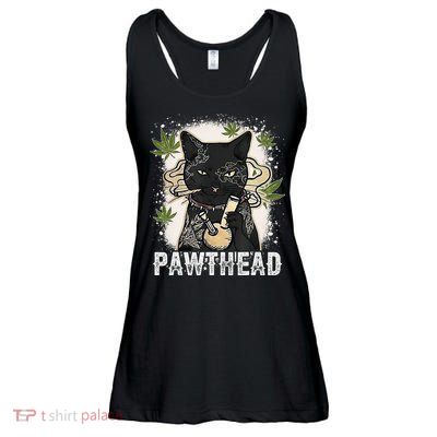 Funny Pawthead Weed Cat Smoking High Cannabis Cat 420 Stoner Ladies Essential Flowy Tank