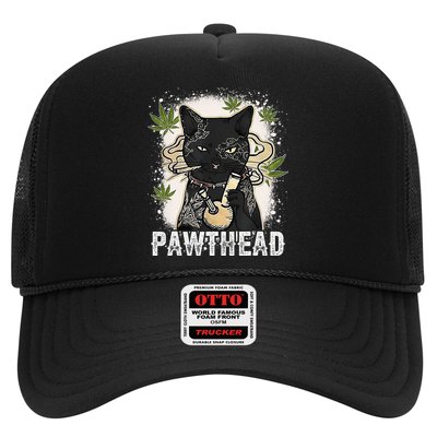 Funny Pawthead Weed Cat Smoking High Cannabis Cat 420 Stoner Trucker Hat