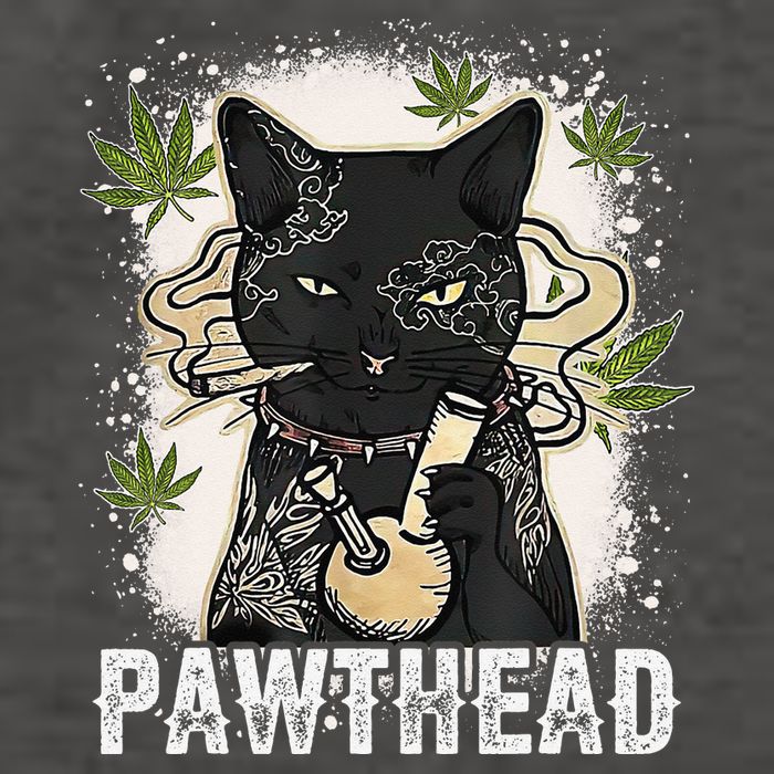 Funny Pawthead Weed Cat Smoking High Cannabis Cat 420 Stoner Vector Backpack