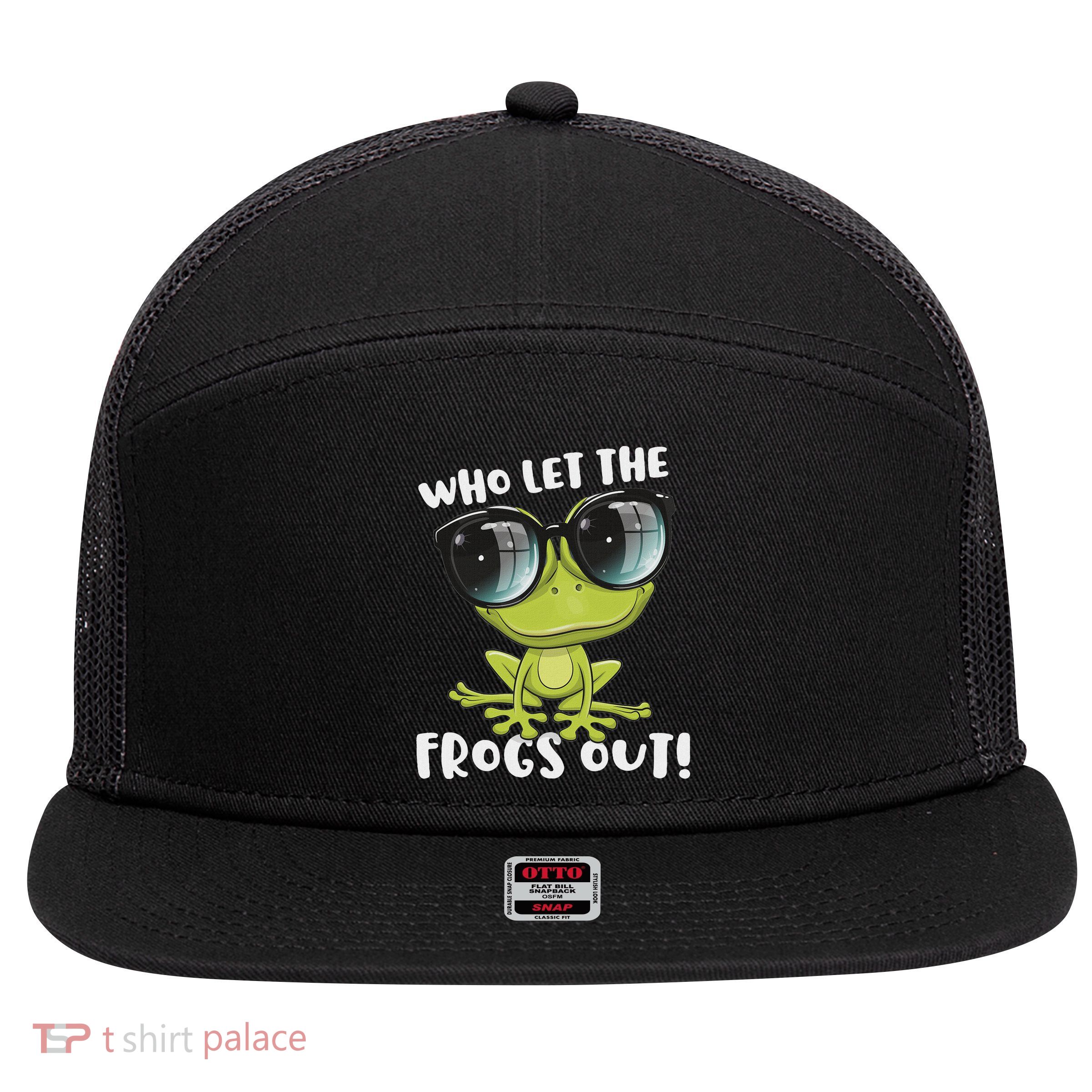 Funny Passover Who Let The Frogs Ou Jewish Seder 7 Panel Mesh Trucker Snapback Hat